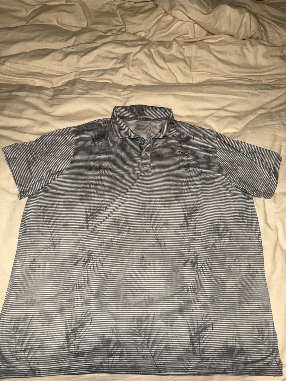 Puma Men's Blue Striped Polo Shirt